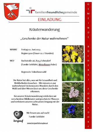 Kräuterwanderung mit der Gemeindebücherei Fohnsdorf & Familie Liebfahrt