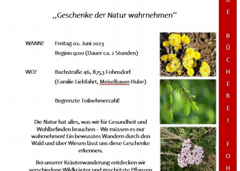 Kräuterwanderung mit der Gemeindebücherei Fohnsdorf & Familie Liebfahrt