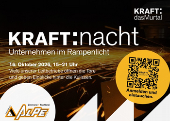KRAFT:nacht 2026 bei der Zimmerei Tischlerei Alpe